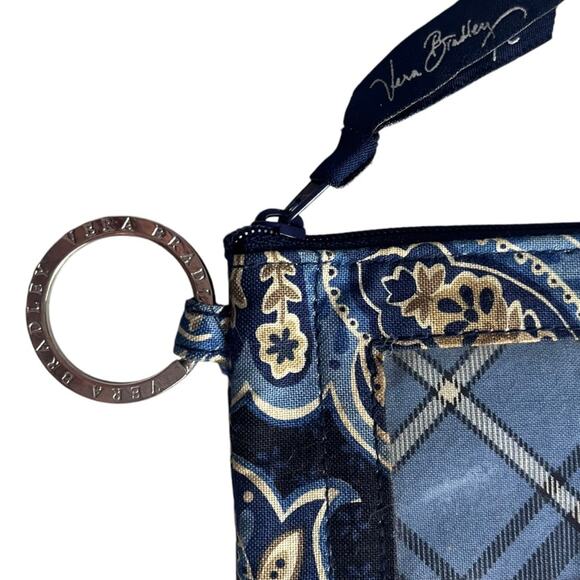 Vera Bradley Card Case Wallet Key Holder Blue Paisley - Picture 2 of 5